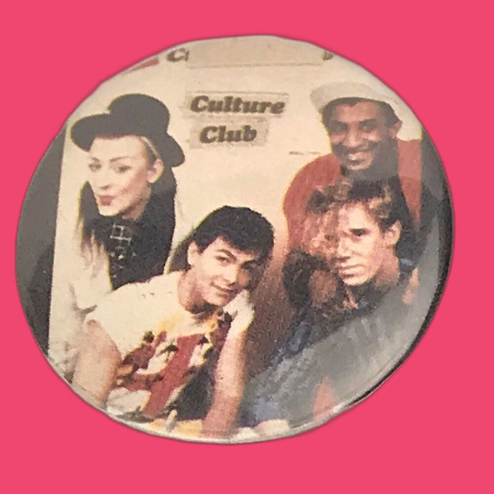 Culture Club Pin Button Multi-color Vintage 80s Boy George Band Pop Culture